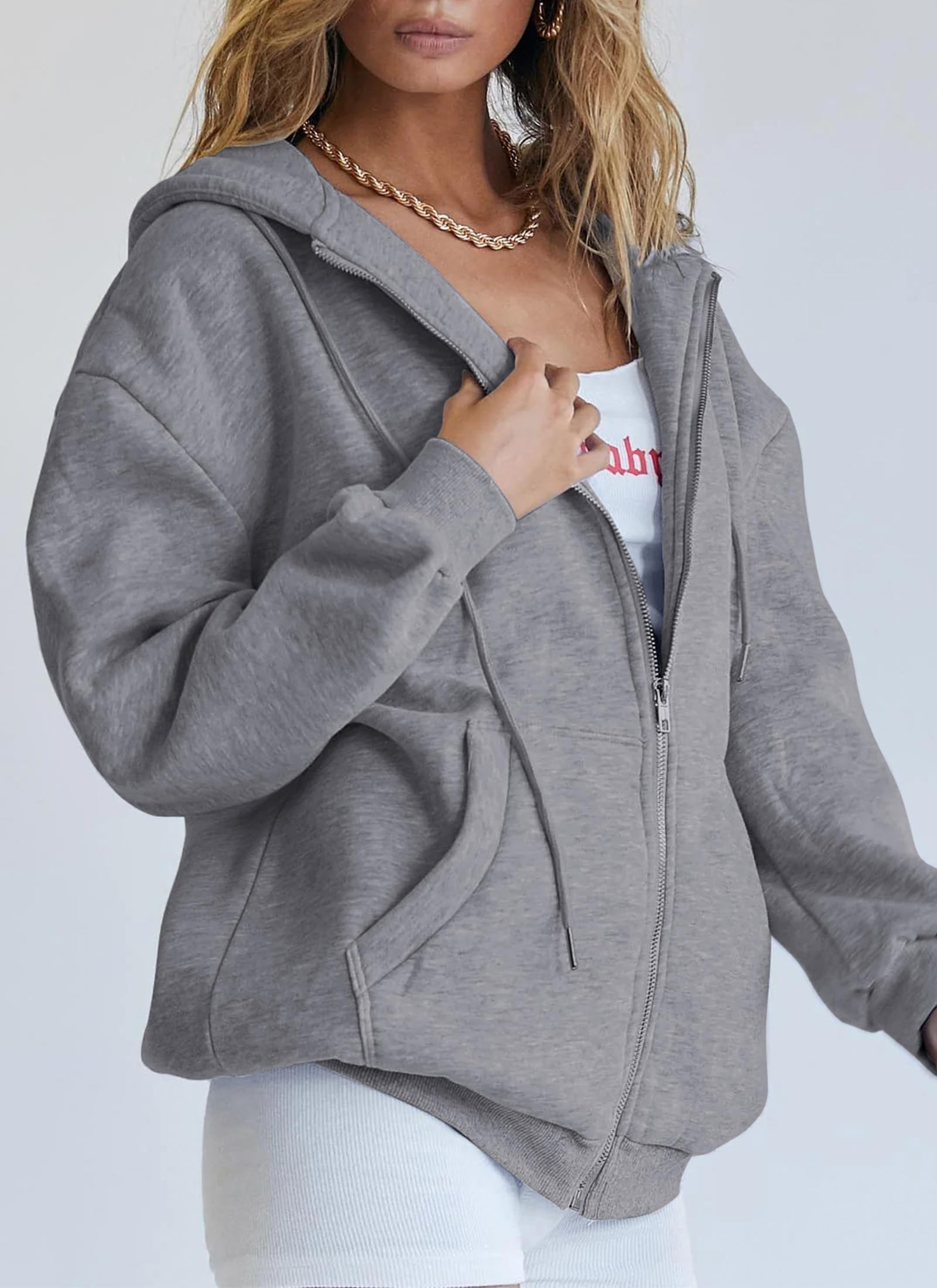 PRETTYGARDEN Women's Zip Up Y2K Hoodies Casual Long Sleeve Sweatshirts Fall Spring Track Jackets with Pockets