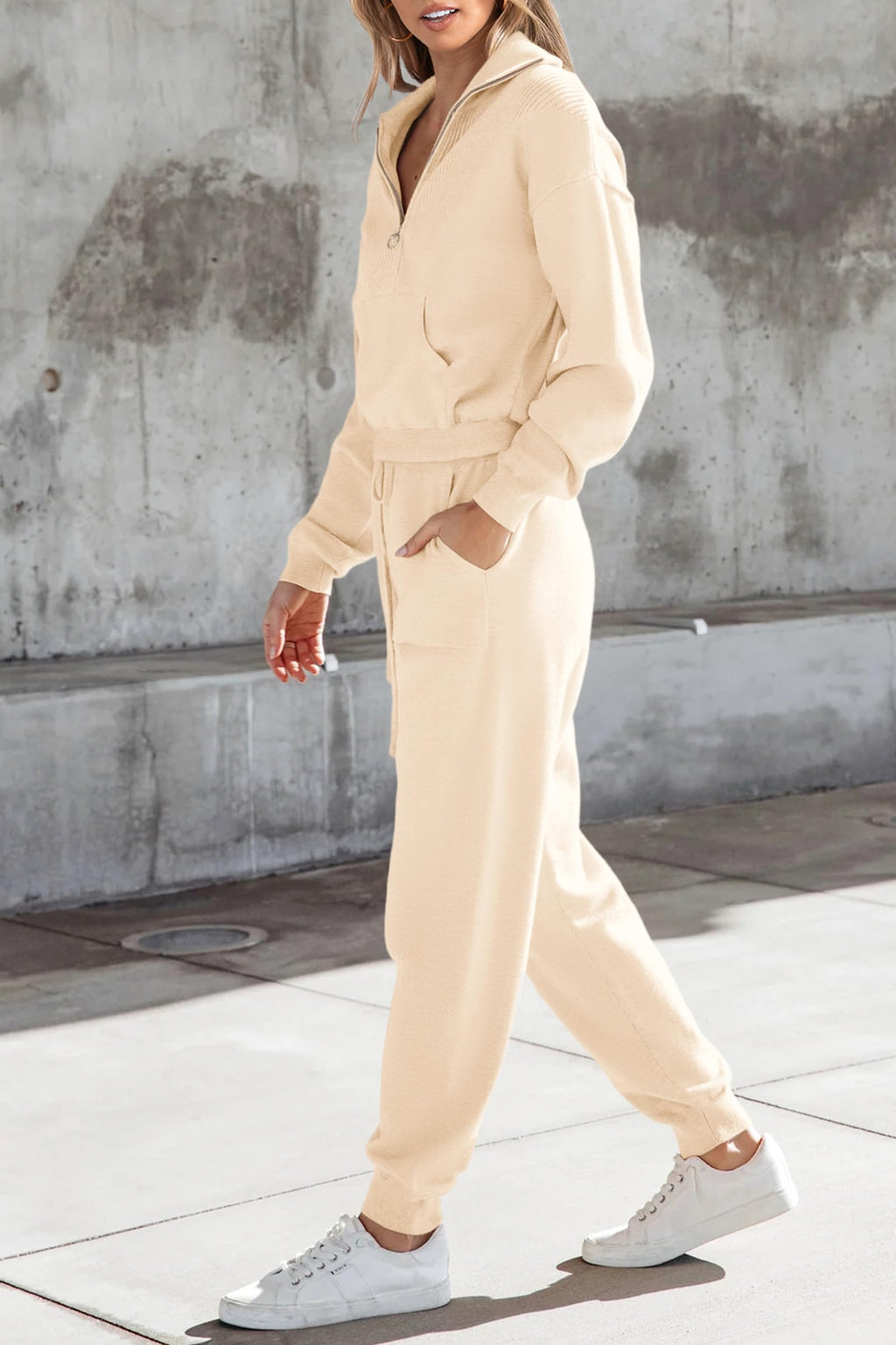 PRETTYGARDEN Women's 2 Piece Sweater Set Pullover Zip Up Sweatshirt Jogger Sweatpants Tracksuit Casual Outfit