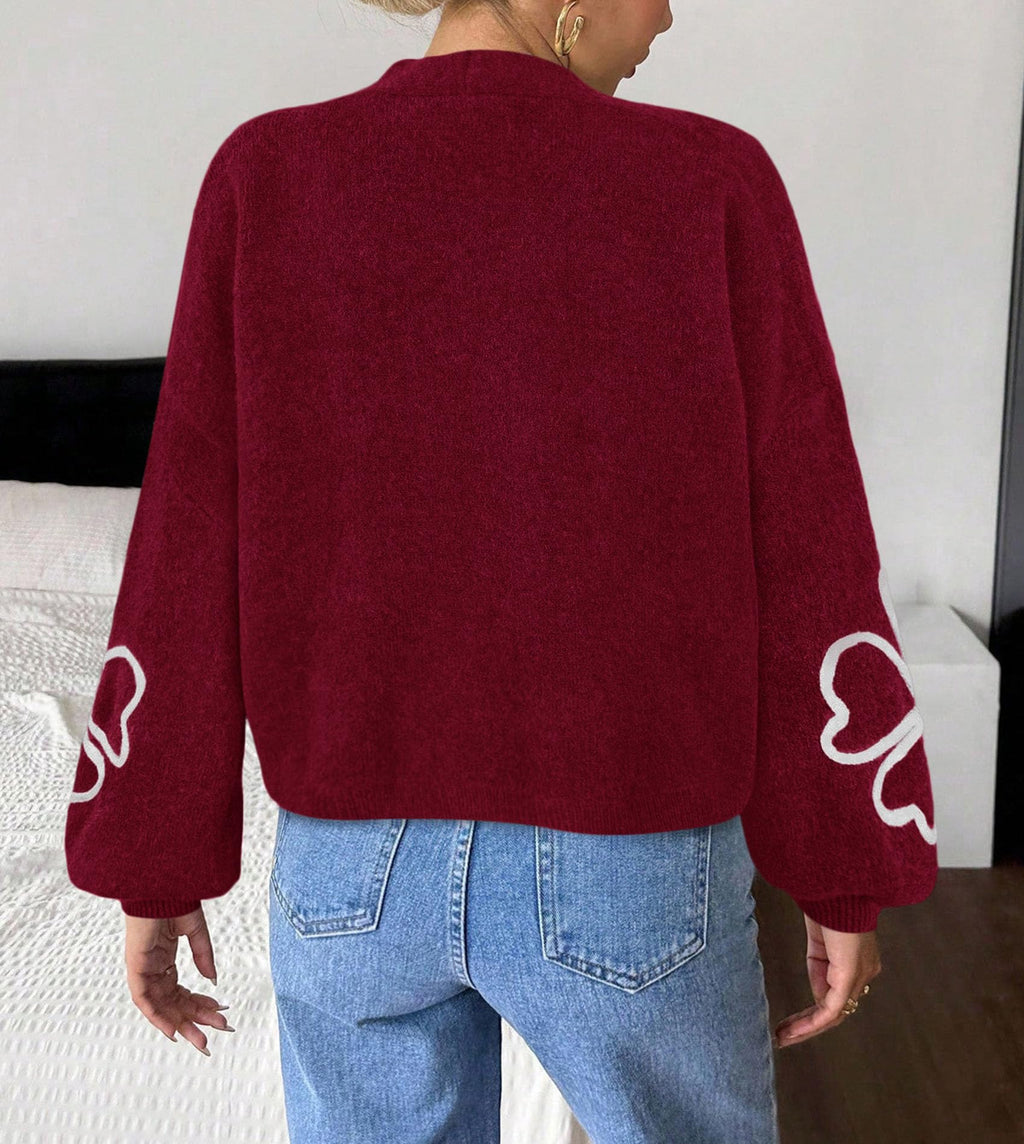 PRETTYGARDEN Women's Floral Oversized Cardigan Sweaters Trendy Fall Outfits Long Sleeve Sweater Jacket, Open Front Coat, Cozy Soft Chunky Knit, Casual Outerwear,Winter Fashion Clothing