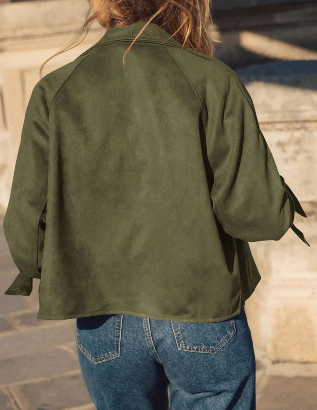 PRETTYGARDEN Women Faux Suede Double Breasted Trench Coat Cropped Jackets Raglan Long Sleeve,Lapel,Tie Cuff,Button Down,Fall Fashion Outerwear,Winter Clothes,Work Office Casual Short Jacket