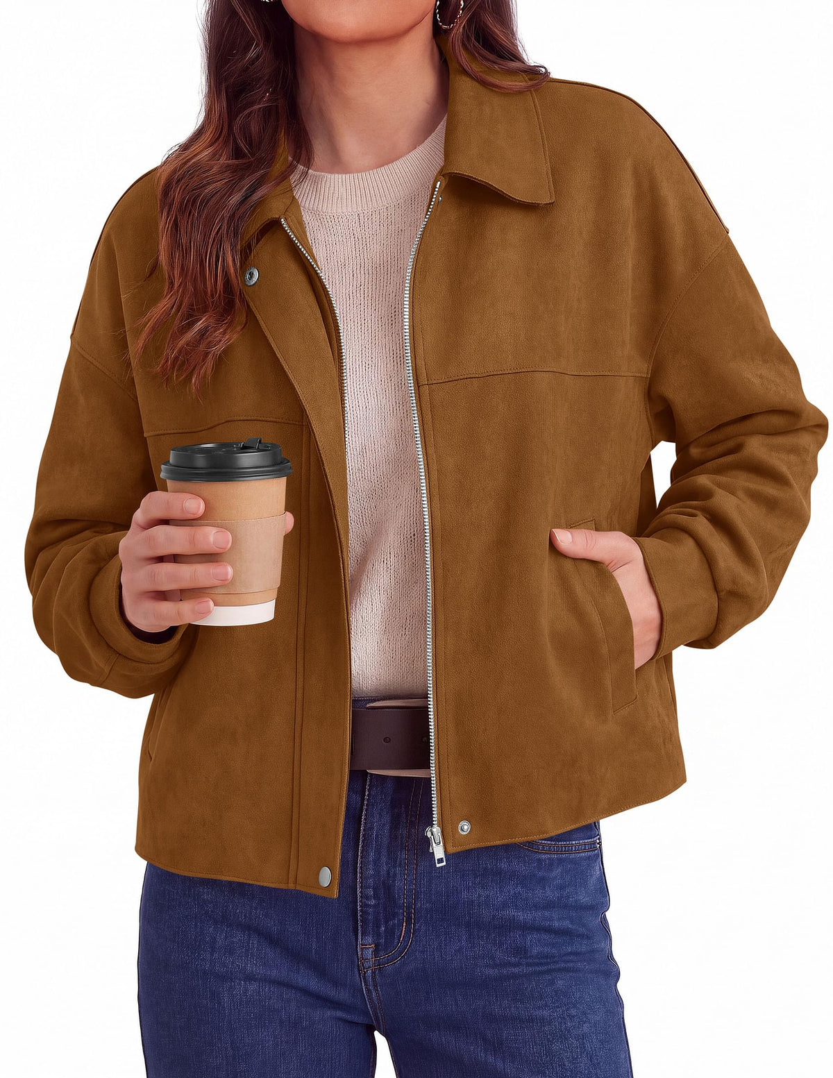 PRETTYGARDEN Women's Faux Suede Cropped Fall Jackets