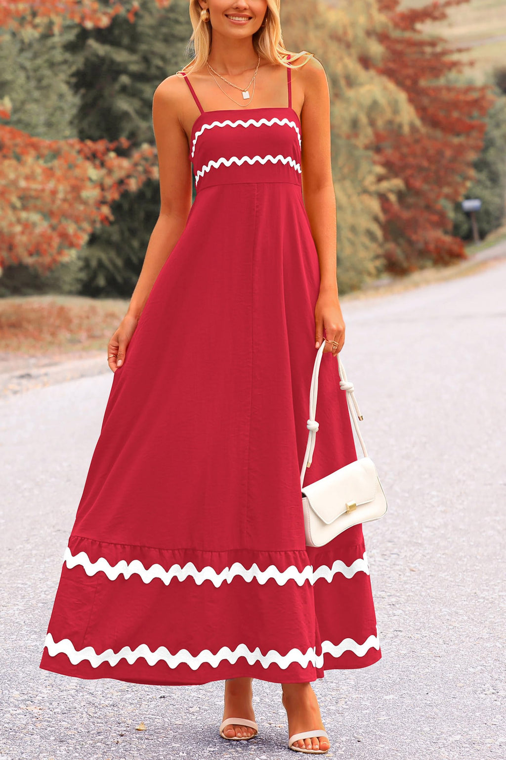 PRETTYGARDEN Women's Summer Flowy Maxi Dress Casual Sleeveless Spaghetti Strap Ruffle Beach Long Dresses