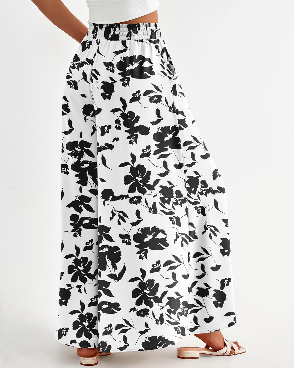 FreshPretty Women Casual High Waist Wide Leg Pants Summer Fall Long Palazzo Pants Pocket Lounge Vacation Beach Trousers