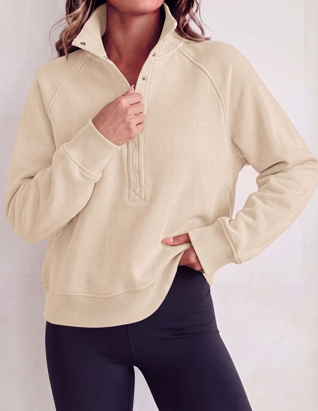 PRETTYGARDEN Women's Fall Trendy Oversized Sweatshirts Comfy Ribbed Fabric, Raglan Long Sleeve Collared, Button Up Henley Pullover Blouse, Casual Workout Tops, Y2K Fashion Clothing