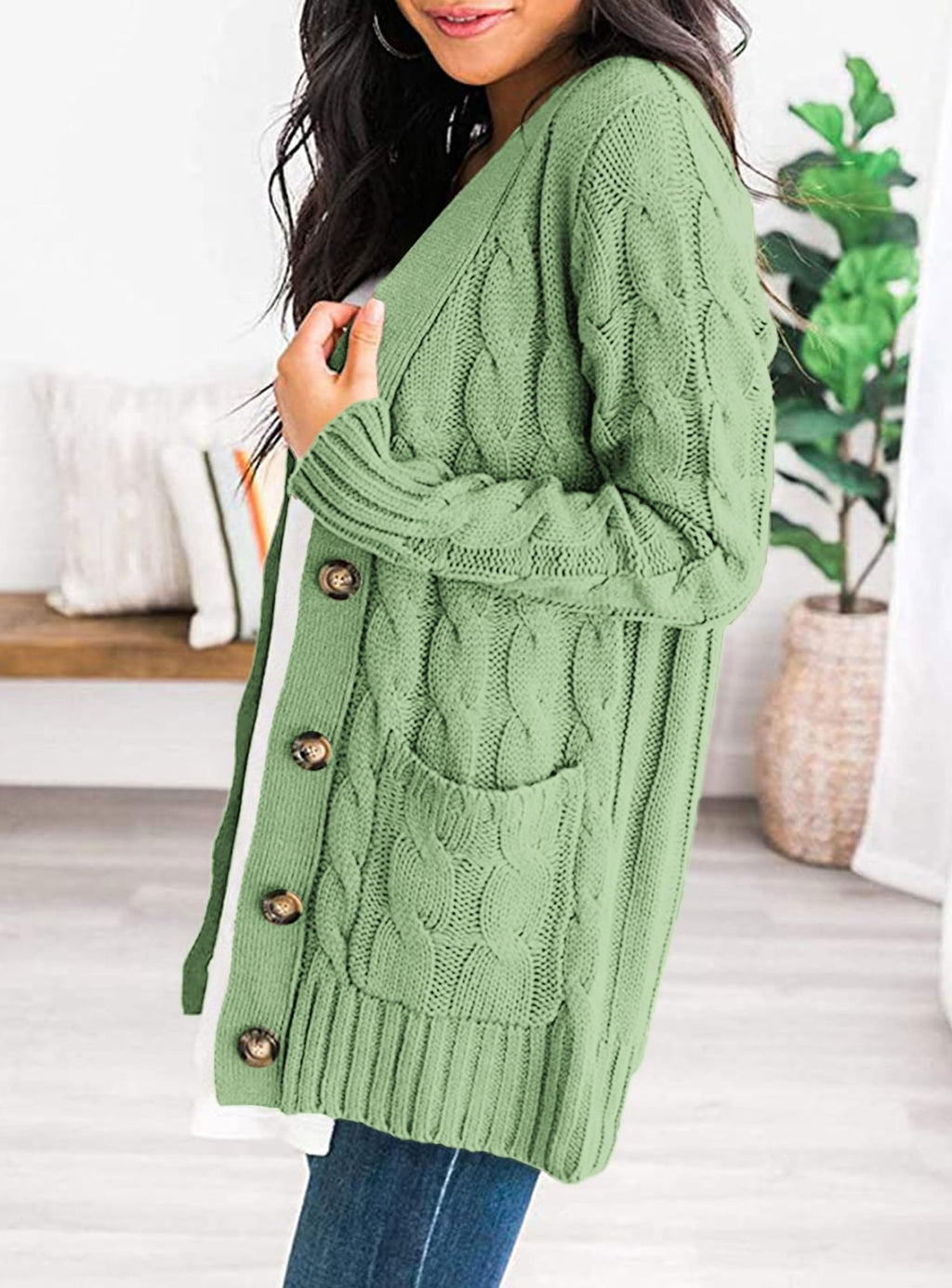 PRETTYGARDEN Women's Open Front Cardigan Sweaters Fall Fashion Button Down Cable Knit Chunky Winter Clothing Outerwear Coats