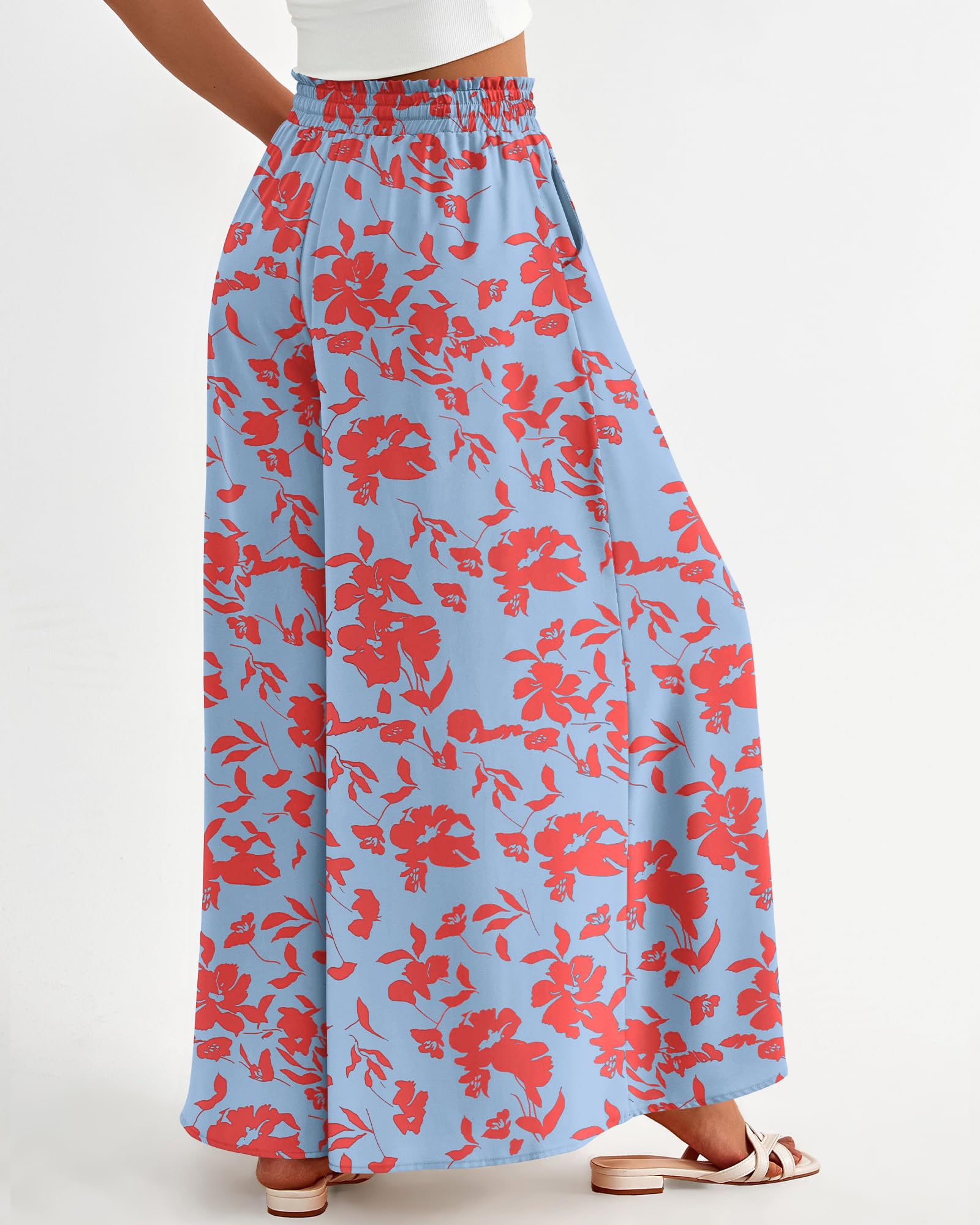 BTFBM Women Casual High Waist Wide Leg Pants Spring Summer Long Palazzo Pants Pocket Lounge Beach Vacation Clothes