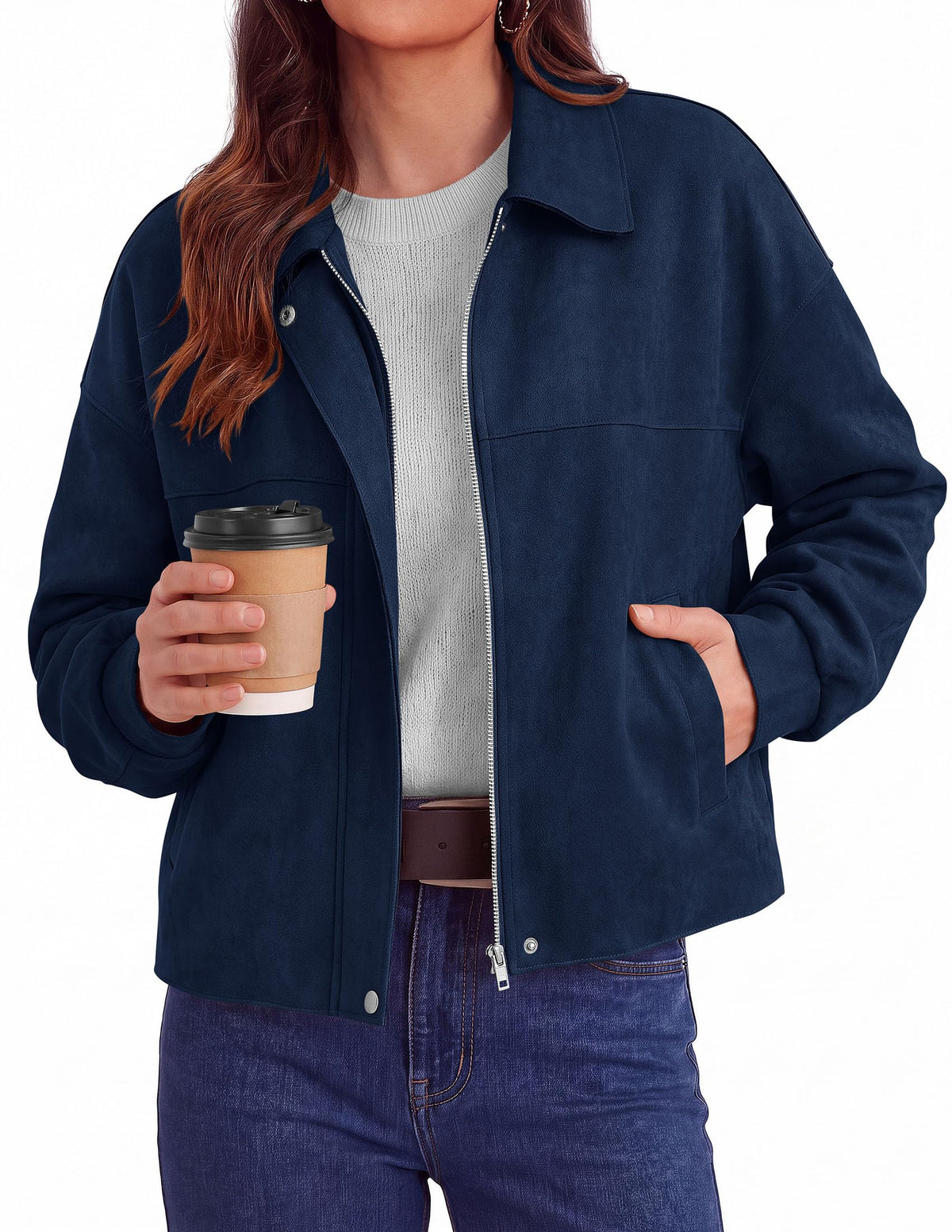 PRETTYGARDEN Women's Faux Suede Cropped Fall Jackets