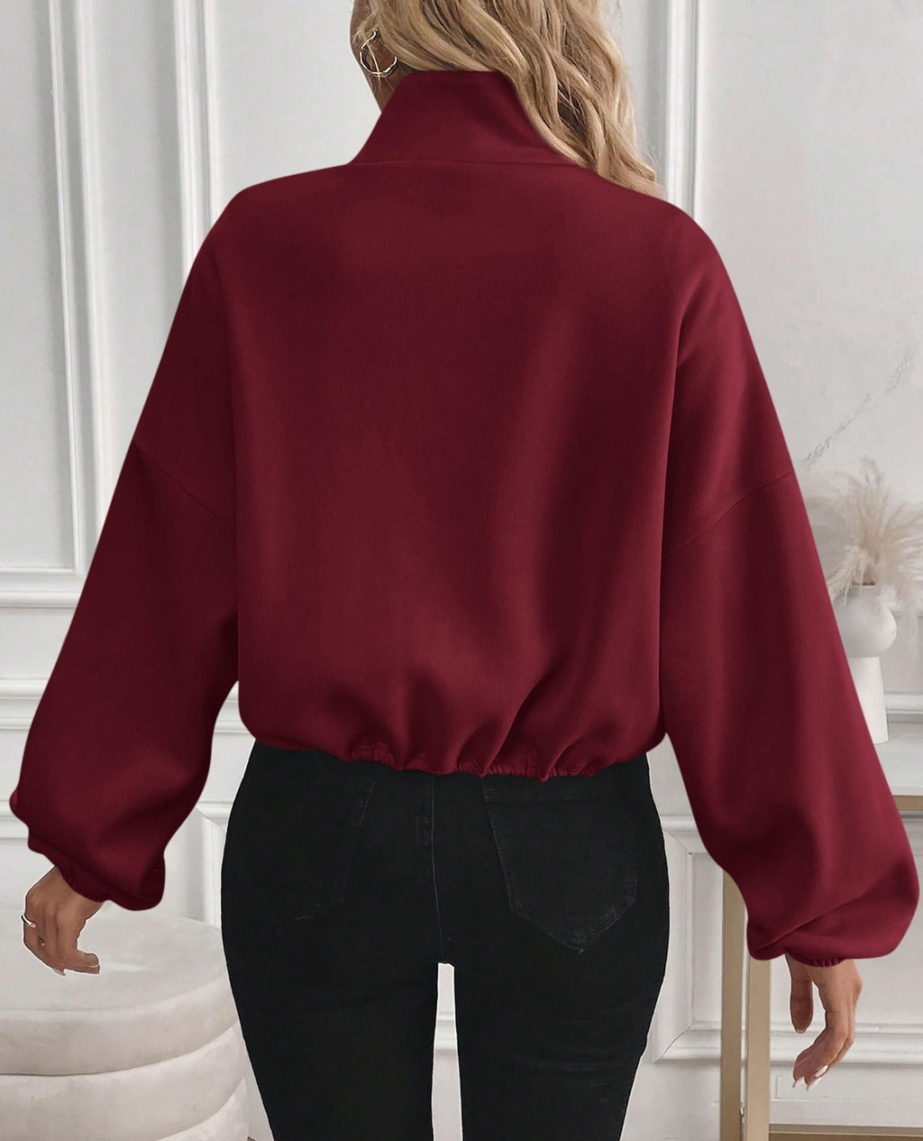 PRETTYGARDEN Womens Zip Up Fleece Cropped Sweatshirt Jacket