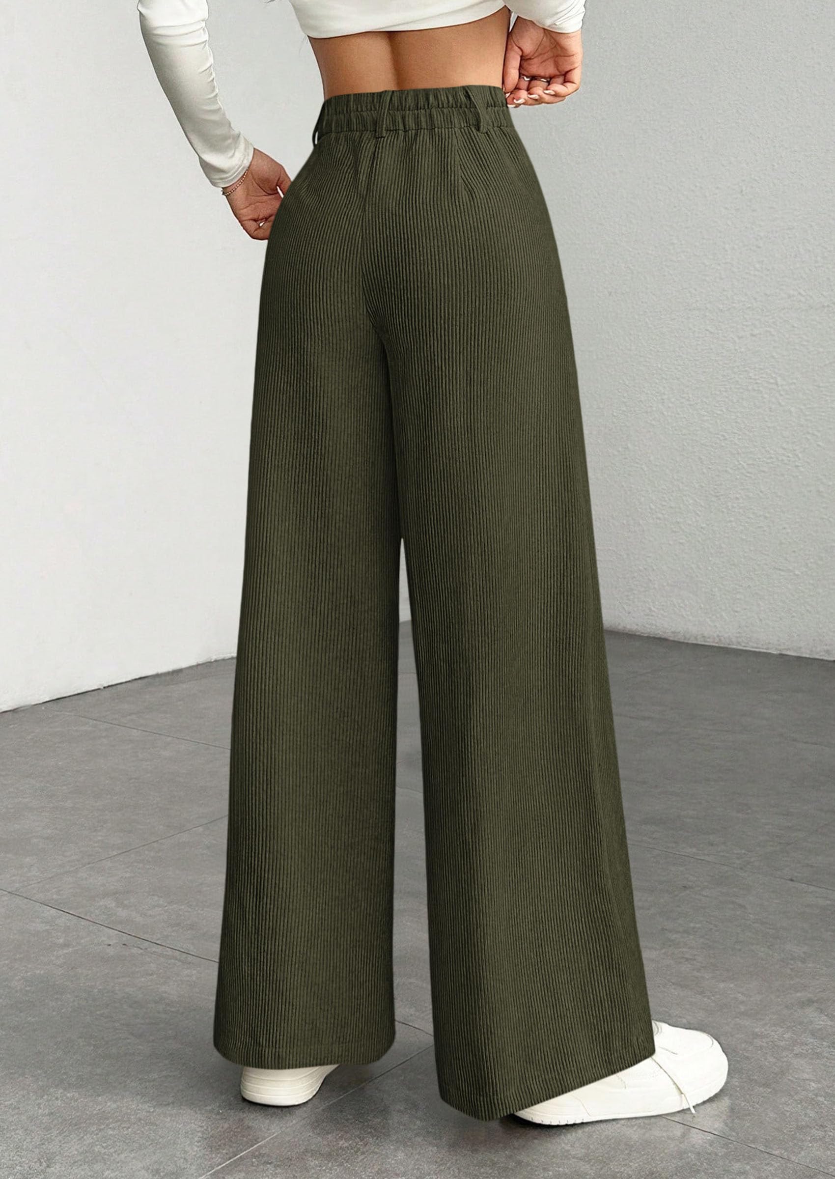 PRETTYGARDEN Women's High Waisted Corduroy Pants Casual