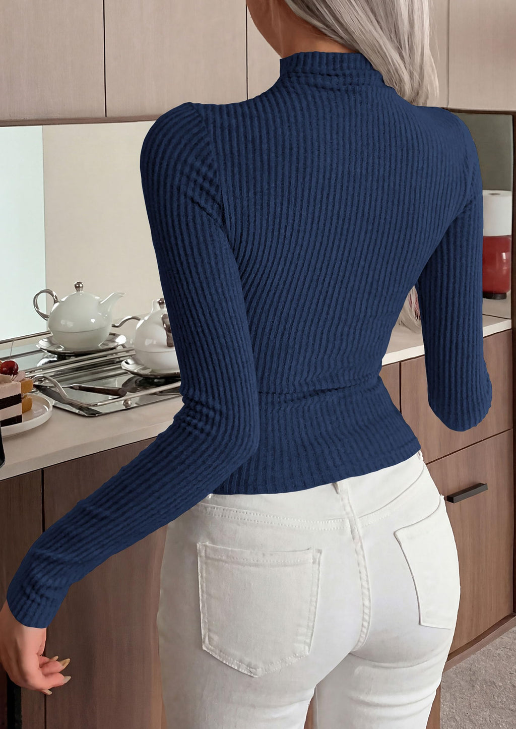 PRETTYGARDEN Long Sleeve Shirts for Women Mock Turtleneck Tops