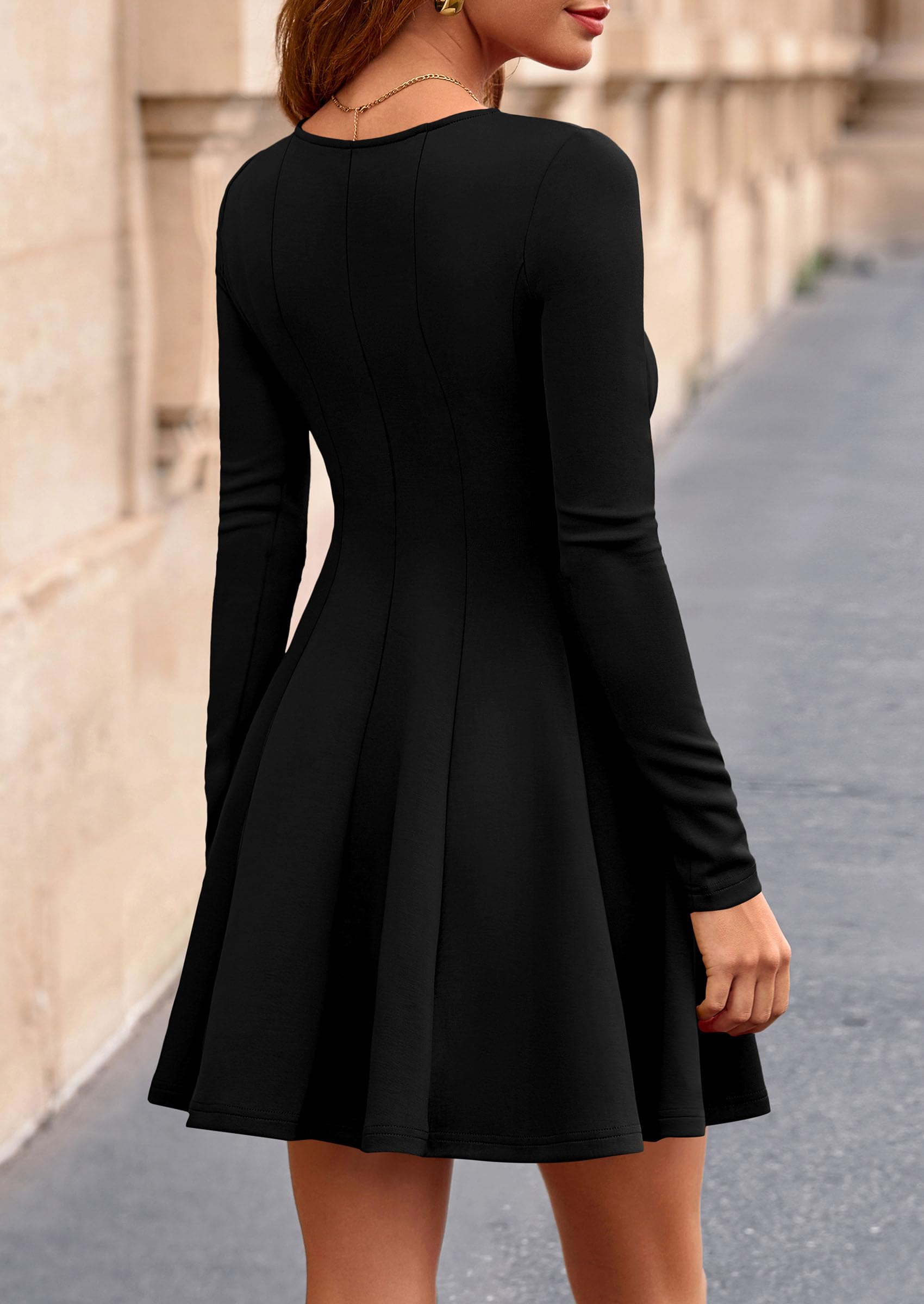 PRETTYGARDEN Fall Cocktail Dresses for Women Elegant Classy Wedding Guest  Long Sleeve Homecoming Party A Line Mini Dress
