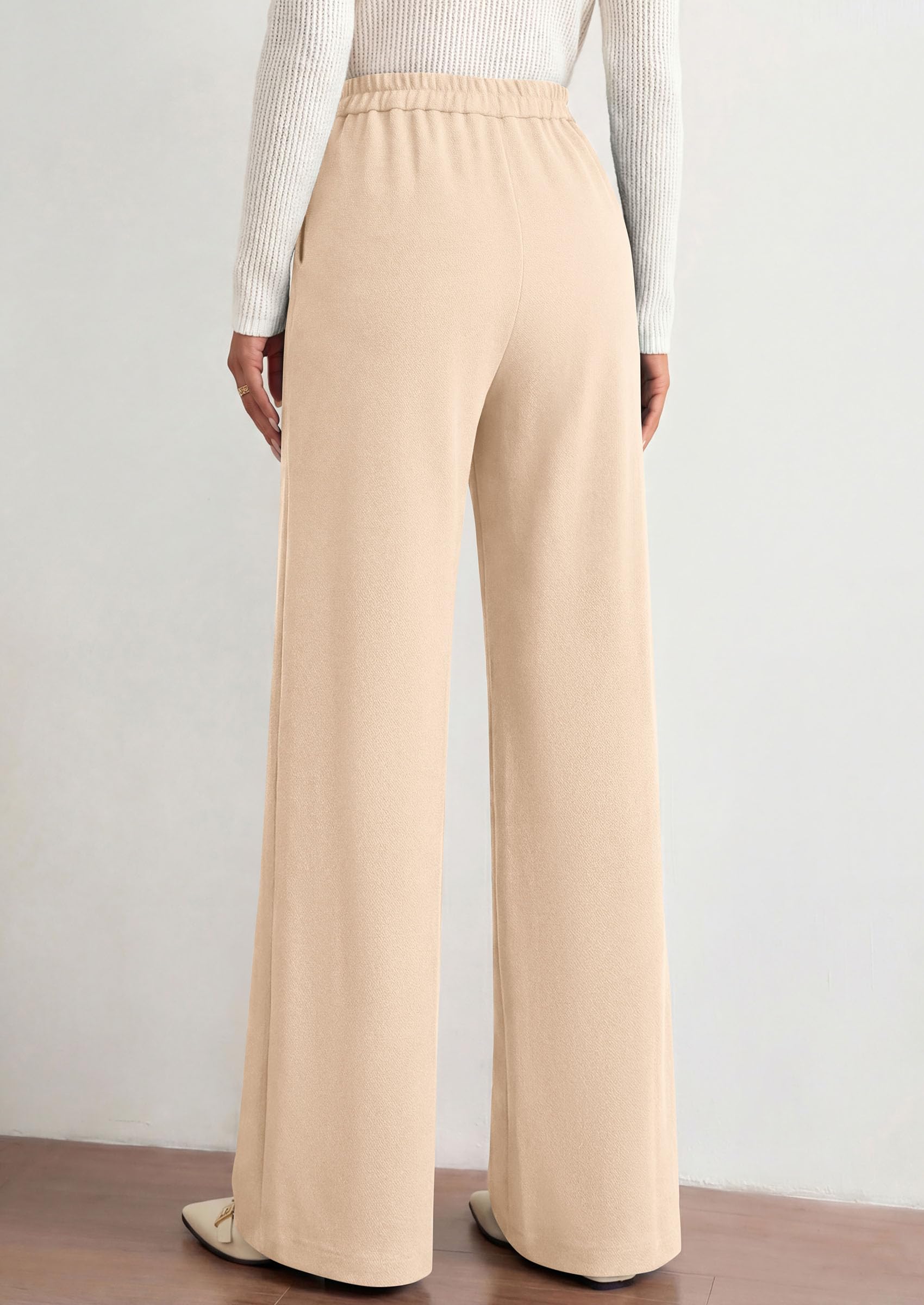 PRETTYGARDEN Women's Dressy Casual Wide Leg Palazzo Pants | V Notch High Waist, Soft Stretchy Knit Flowy Long Lounge Trousers, Casual Daily Office Work Outfits, 2026 Fall Clothes