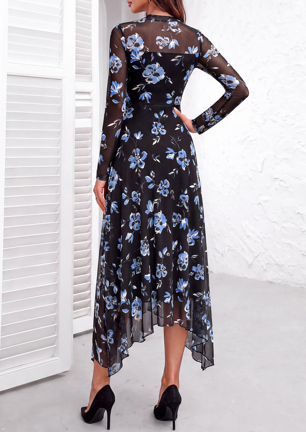 PRETTYGARDEN Women's Floral Mesh Midi Dress