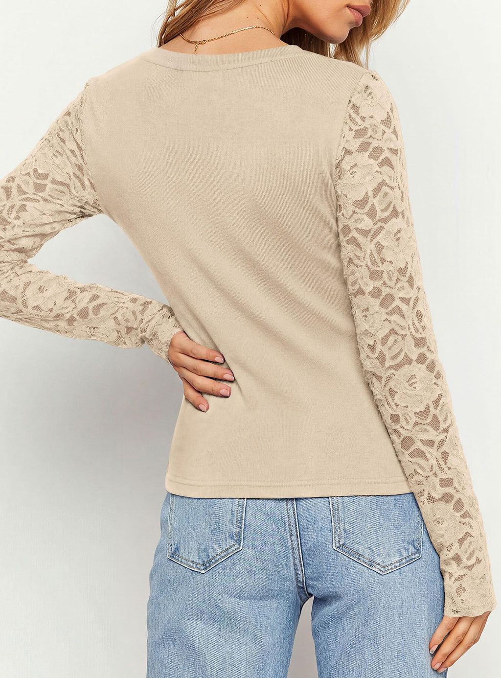 PRETTYGARDEN Sheer Lace Raglan Long Sleeve Shirts for Women