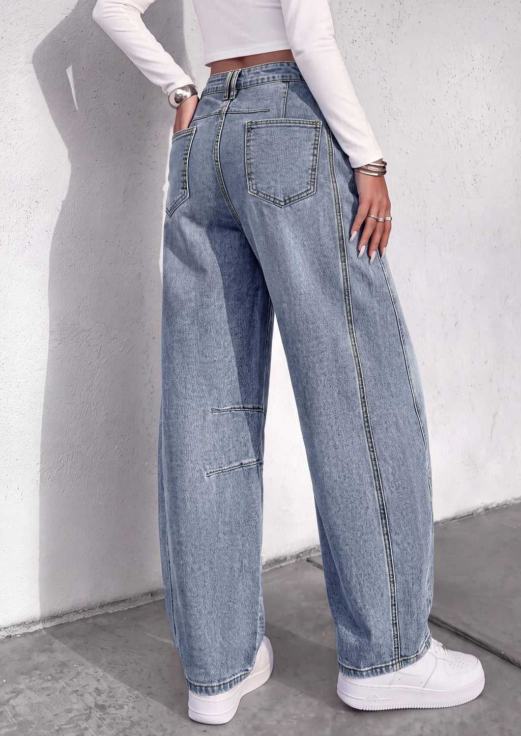 PRETTYGARDEN Women's Barrel Baggy Jeans High Waisted Pants