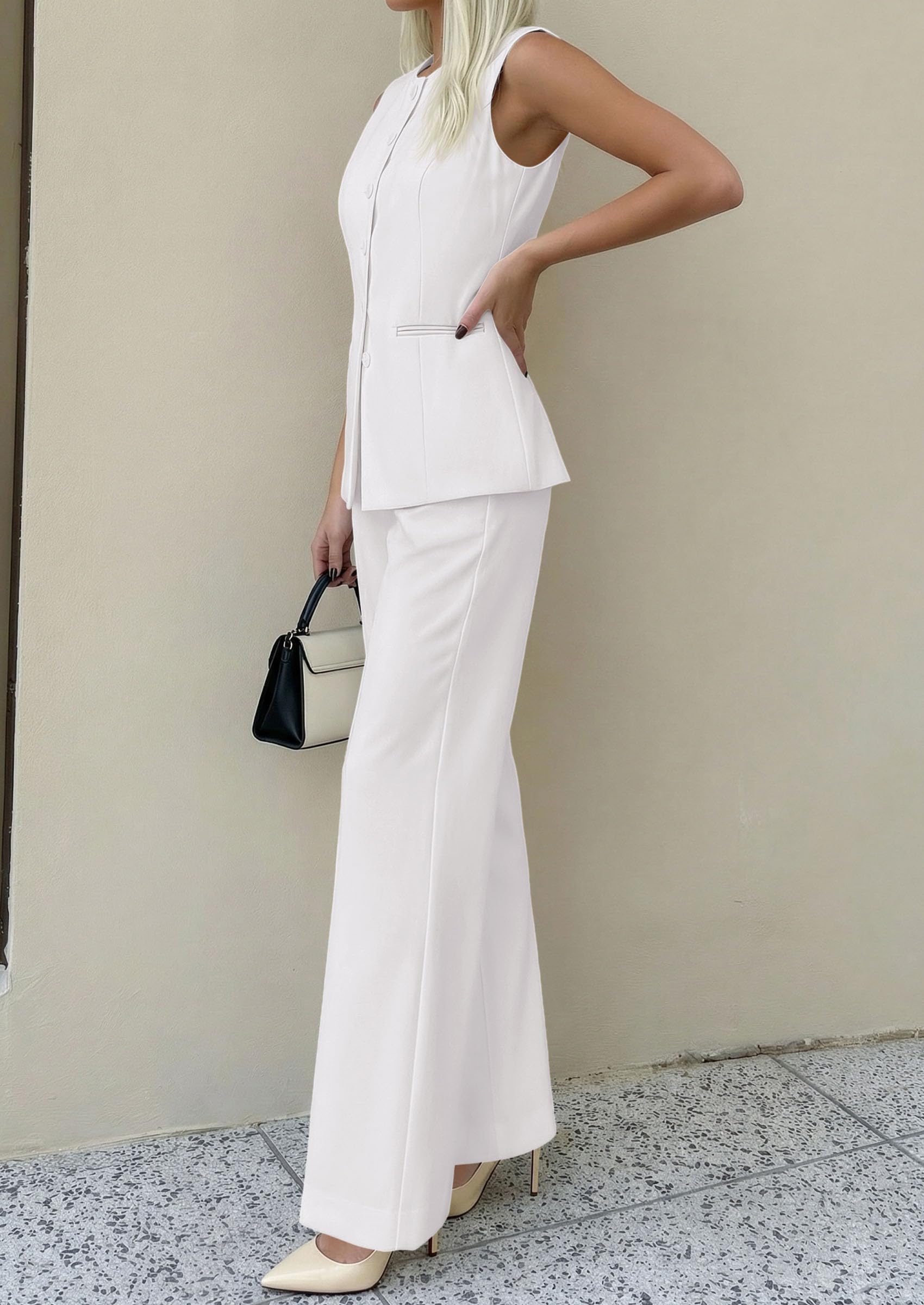 PRETTYGARDEN Women's 2 Piece Sets Summer  Work Clothes Sleeveless Blazer Vest Pants Suits Spring Business Casual Outfits