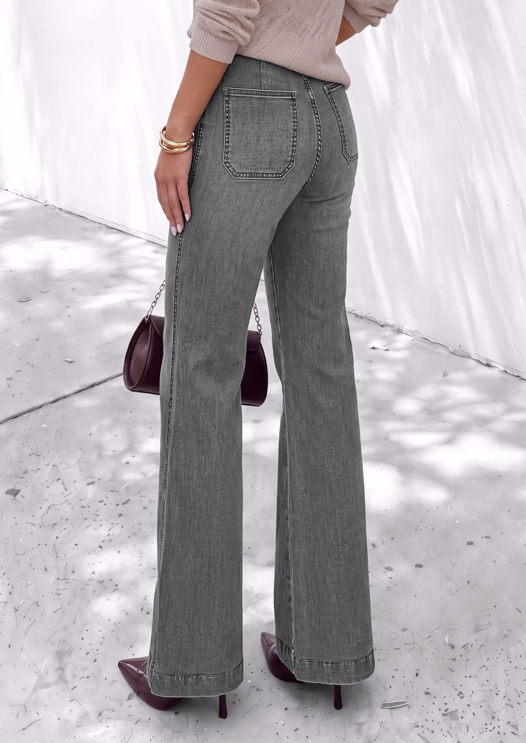 PRETTYGARDEN Womens High Waisted Wide Leg Jeans Demin Pants