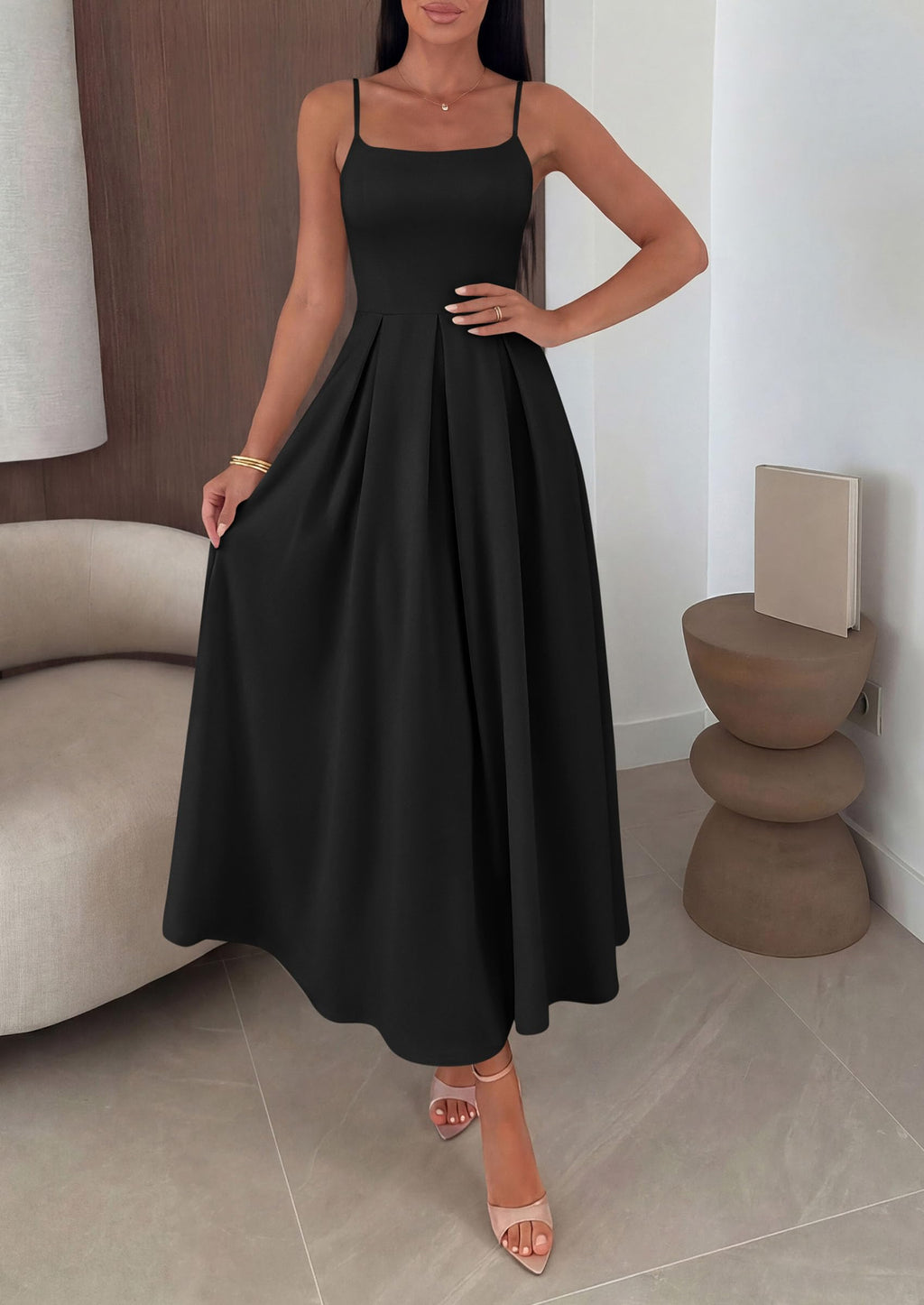 PRETTYGARDEN Cocktail Dresses for Women  Spring Elegant Ruffle A Line Long Flowy Summer Formal Wedding Guest Maxi Dress