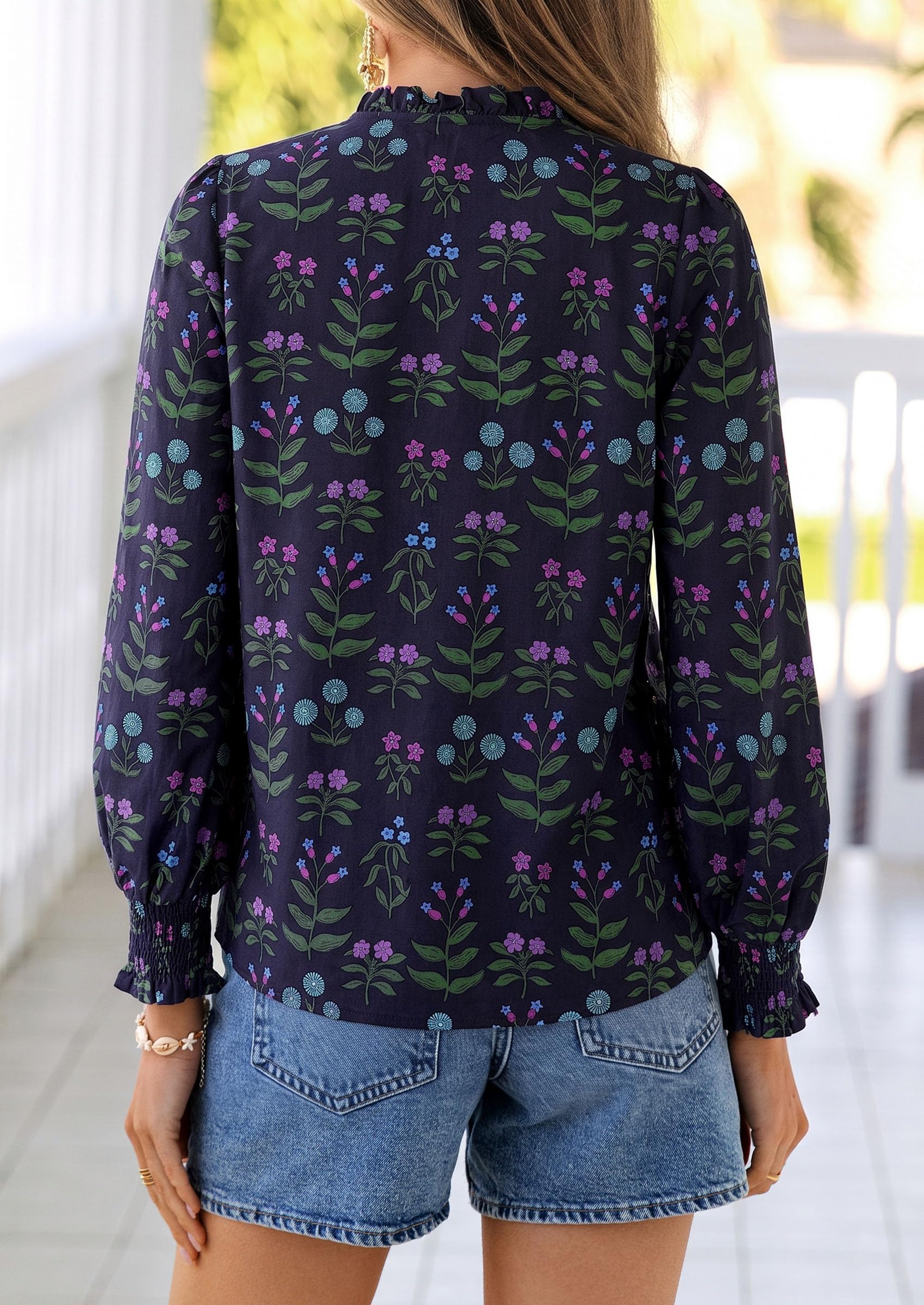 PRETTYGARDEN Women's Boho Floral Blouses Dressy Casual