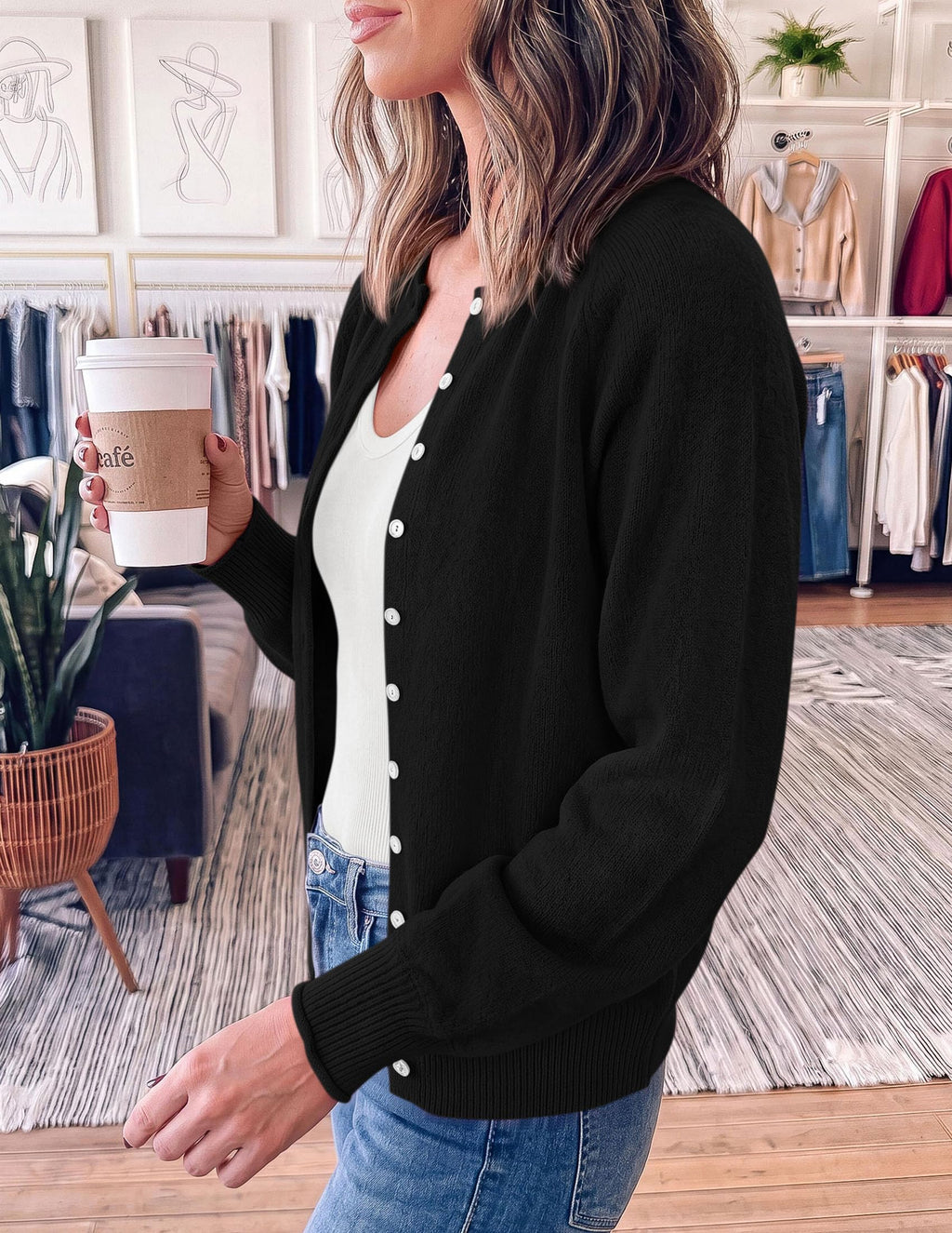 PRETTYGARDEN Women's Knit Cardigan Lightweight Cozy Sweaters Comfy Long Sleeve Work Tops, Button Down Shirts, Rolled Edges, Casual Fall Clothes for Going Out, Holiday, Winter Layering