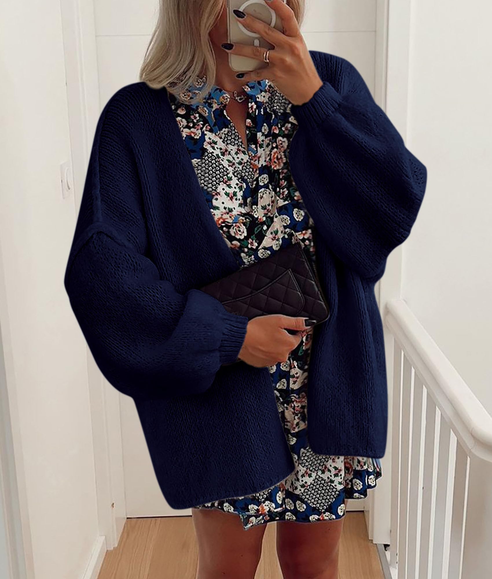 PRETTYGARDEN Womens Oversized Cardigan Sweaters Fall Long Lantern Sleeve Knit Open Front Lightweight Sweater