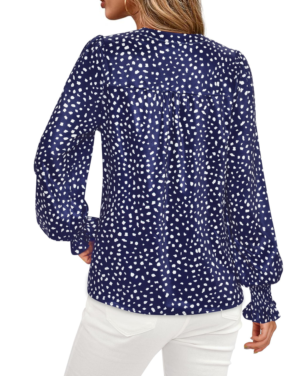 FreshPretty Womens Boho Floral Long Sleeve Tops Fall Fashion V Neck Loose Chiffon Work Blouses Dressy Casual Ruffle Shirts