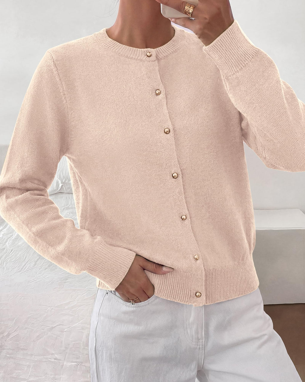 BTFBM Button Cardigan Sweaters for Women Fall Clothes Ribbed Knit Open Front Cardigan, Long Sleeve Sweater, Cozy Soft Stretchy Outerwear, Relaxed Fit, Trendy Winter Outfits