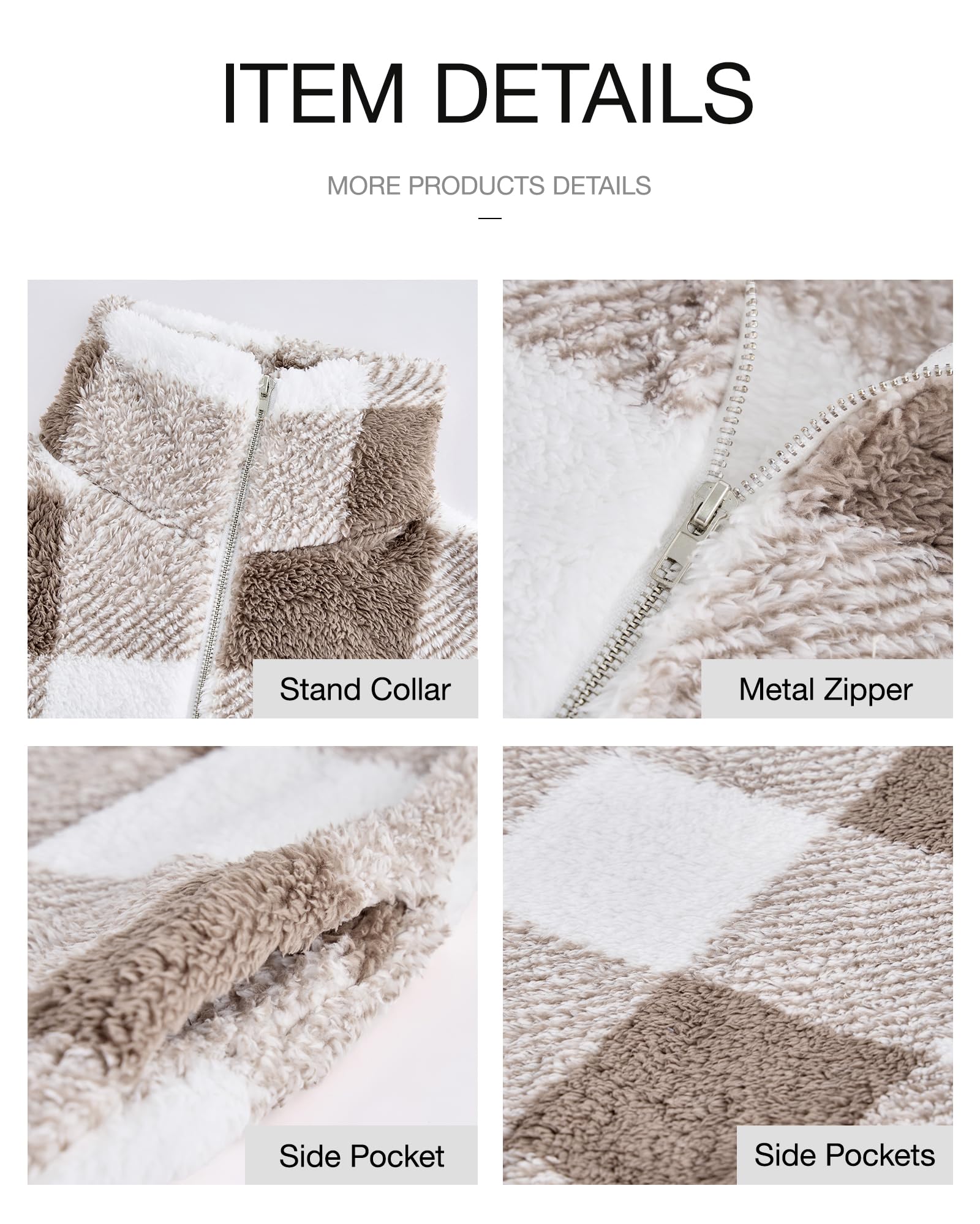 BTFBM Womens Sweatshirt Sherpa Quarter Zip Pullover Fall Winter Long Sleeve Fleece Sweaters Hoodies Sweatshirts Clothes