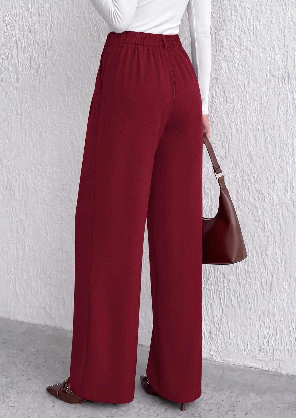 PRETTYGARDEN Women's Dress Pants Wide Leg Flowy Trousers High Waisted Palazzo Pants, Pleated Front, Side Pockets, Work Office Wear, Business Casual Outfits, Fall Fashion Clothing