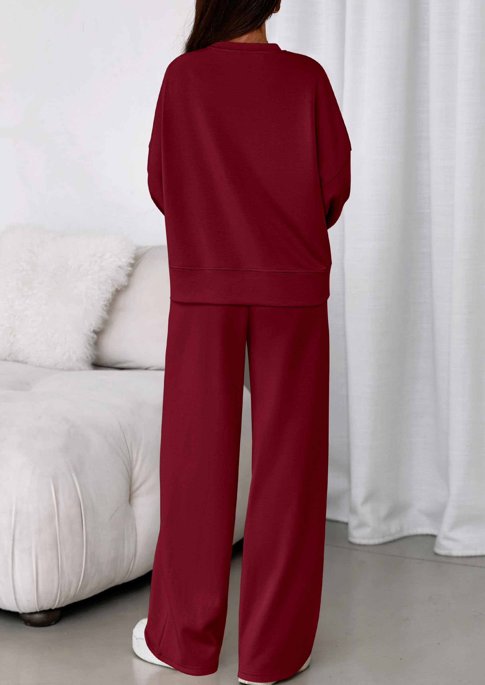 PRETTYGARDEN 2 Piece Sets For Women Fall Trendy Long Sleeve Sweatshirt Wide Leg Pants Loungewear Set Matching Sweatsuit