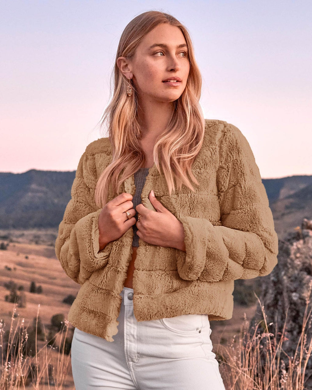 FreshPretty Winter Coats For Women Faux Fur Jacket Soft Long Sleeve Fluffy Open Front Outerwear Fall Outfits