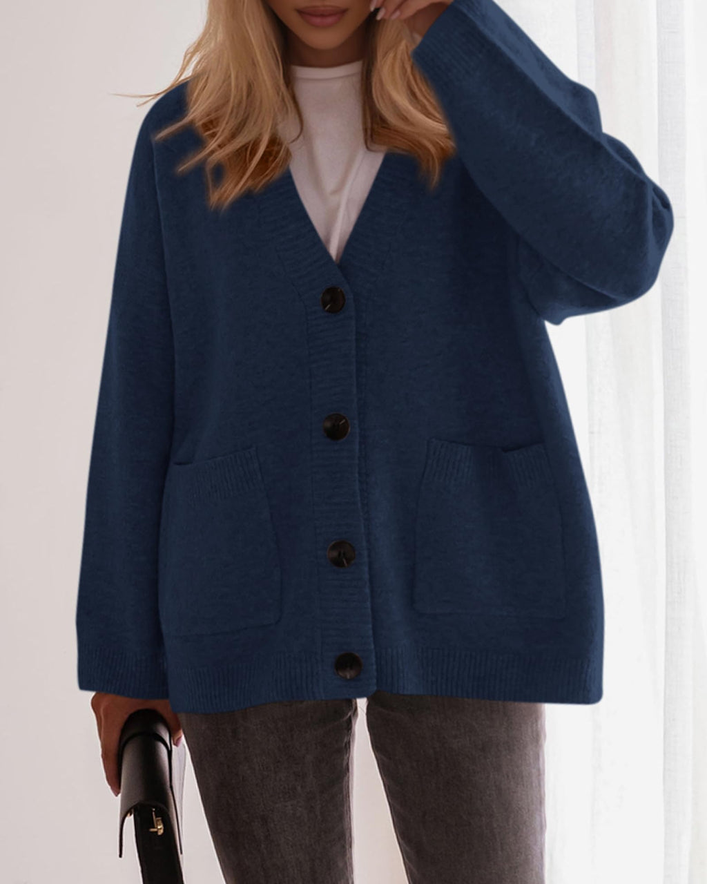 BTFBM Oversized Cardigan Sweaters for Women Trendy Fall Fashion Button Down Long Sleeve Chunky Knit Cardigans
