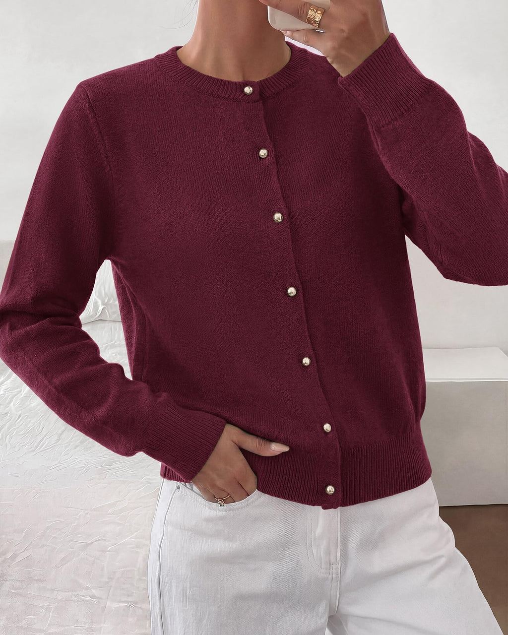 BTFBM Button Cardigan Sweaters for Women Fall Clothes Ribbed Knit Open Front Cardigan, Long Sleeve Sweater, Cozy Soft Stretchy Outerwear, Relaxed Fit, Trendy Winter Outfits