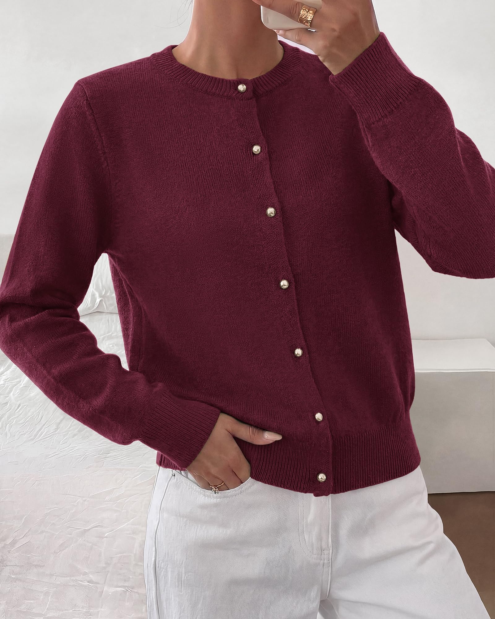 BTFBM Button Cardigan Sweaters for Women Fall Clothes Ribbed Knit Open Front Cardigan, Long Sleeve Sweater, Cozy Soft Stretchy Outerwear, Relaxed Fit, Trendy Winter Outfits