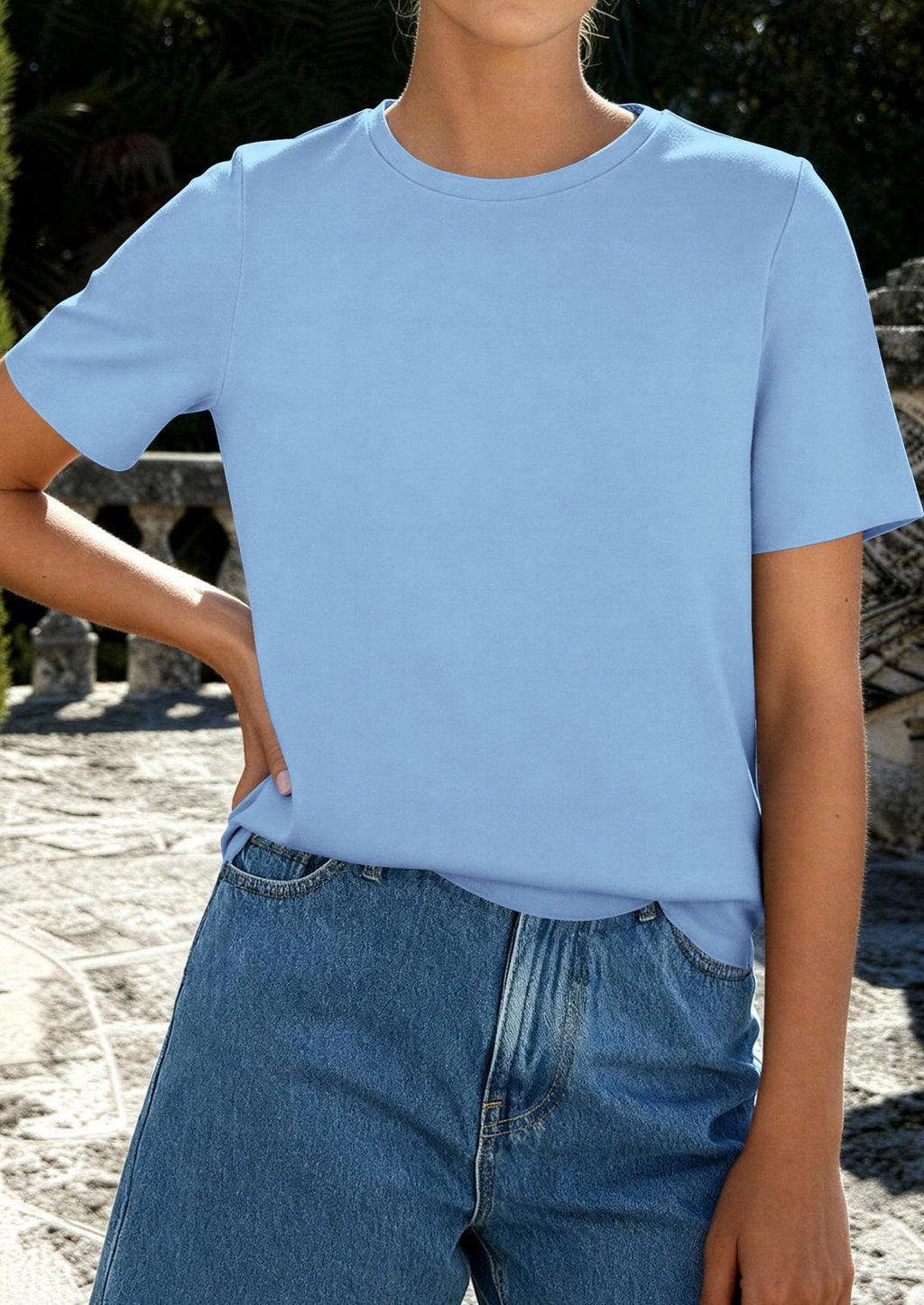 PRETTYGARDEN Womens Summer Tops Casual Basic Crewneck Short Sleeve Shirts Spring Fashion Clothing Going Out Outfits