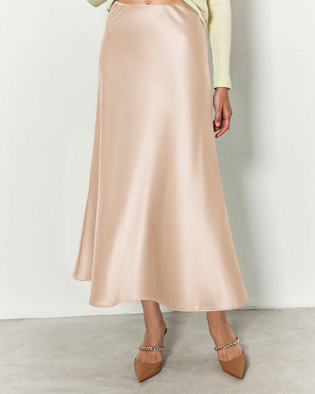 BTFBM Summer Womens Skirts Silk Elegant High Waist Flowy Long Satin A-Line Midi Skirt Cocktail Wedding Party