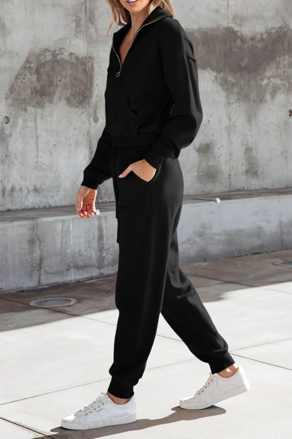 PRETTYGARDEN Women's 2 Piece Sweater Set Pullover Zip Up Sweatshirt Jogger Sweatpants Tracksuit Casual Outfit