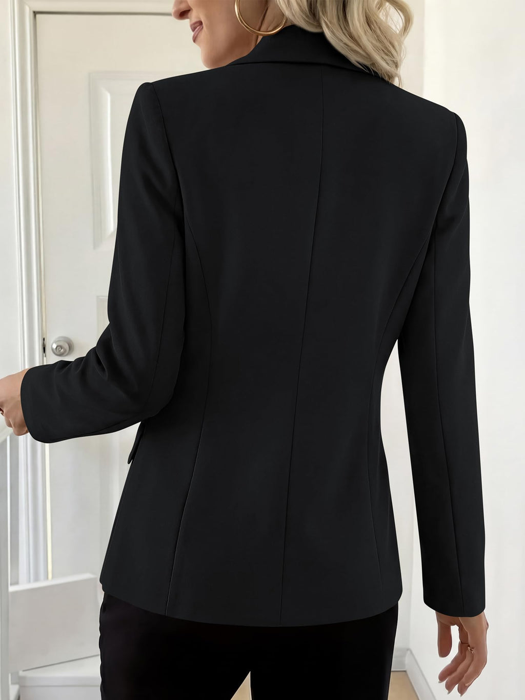 BTFBM Blazers for Women Business Casual Outfits Work Fall Clothes Breasted Notch Lapel, Long Sleeve, Gold Button, Fitted, Open Front Suit Jackets, Pockets, Dressy Professional Office Blazer
