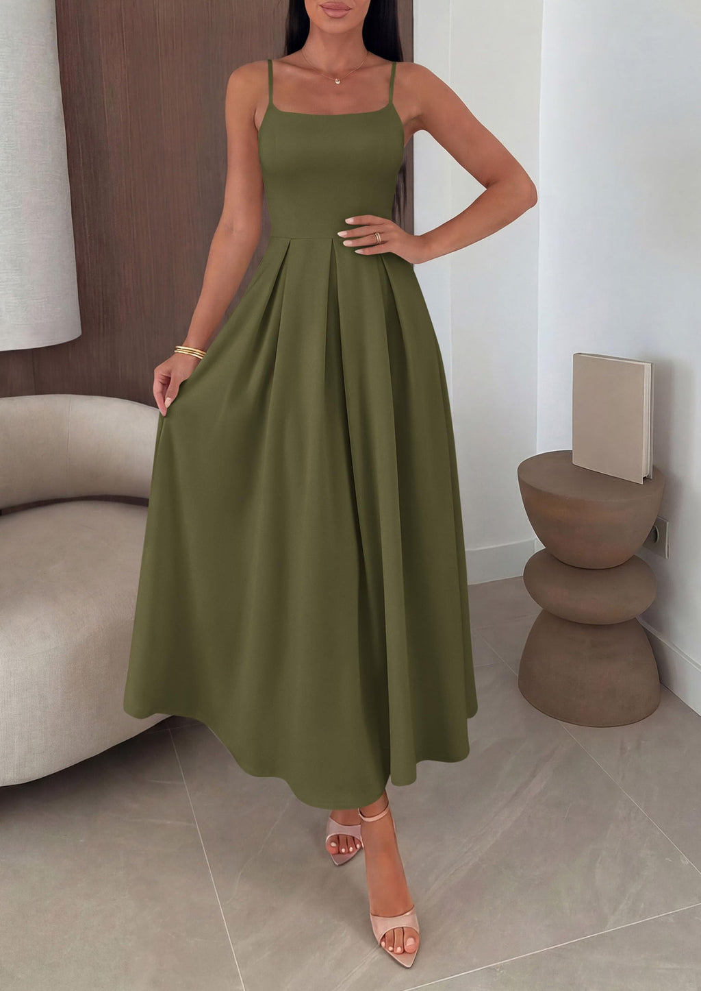 PRETTYGARDEN Cocktail Dresses for Women  Spring Elegant Ruffle A Line Long Flowy Summer Formal Wedding Guest Maxi Dress