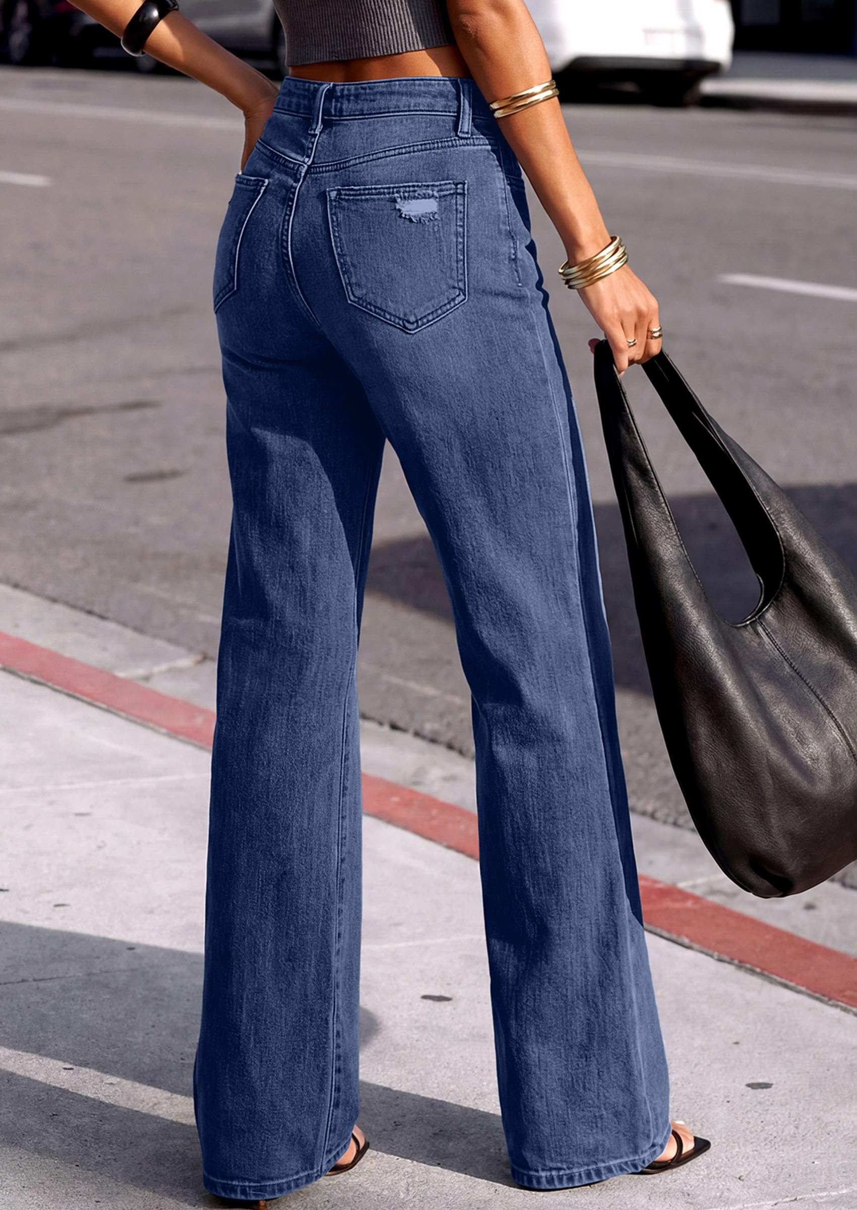 PRETTYGARDEN Women's Wide Leg Jeans High Waisted Denim Pants | Stretchy Flare Jeans, Comfy Soft, Basic-5-Pocket, Trendy Bottoms, Casual Office Wear, Going Out Outfits, Fashion Clothing
