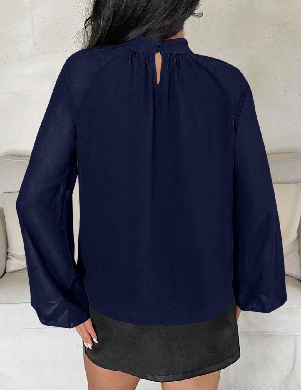 PRETTYGARDEN Chiffon Blouses for Women Dressy Casual Mock Neck Tops