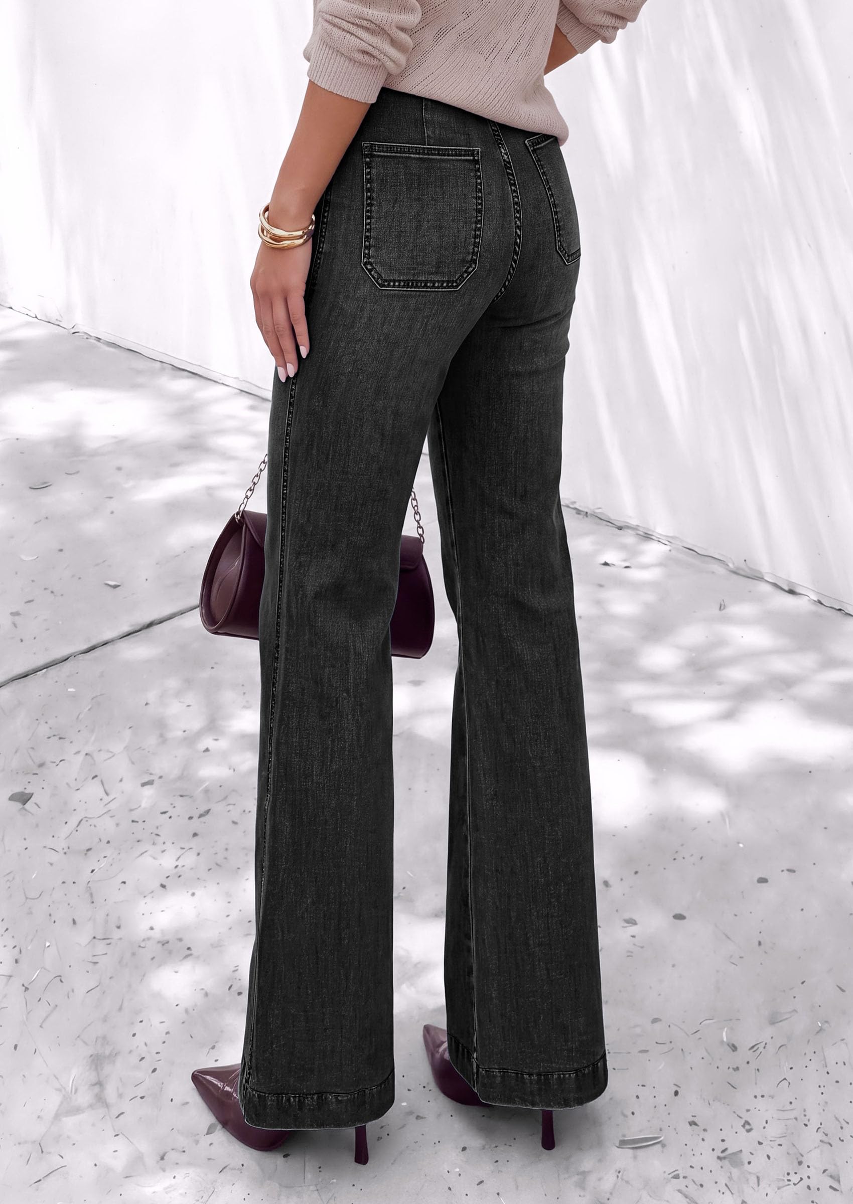 PRETTYGARDEN Womens High Waisted Wide Leg Jeans Demin Pants