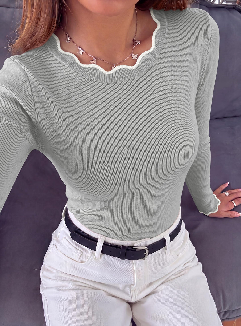 PRETTYGARDEN Women's Long Sleeve Ribbed Knit Pullover Sweaters