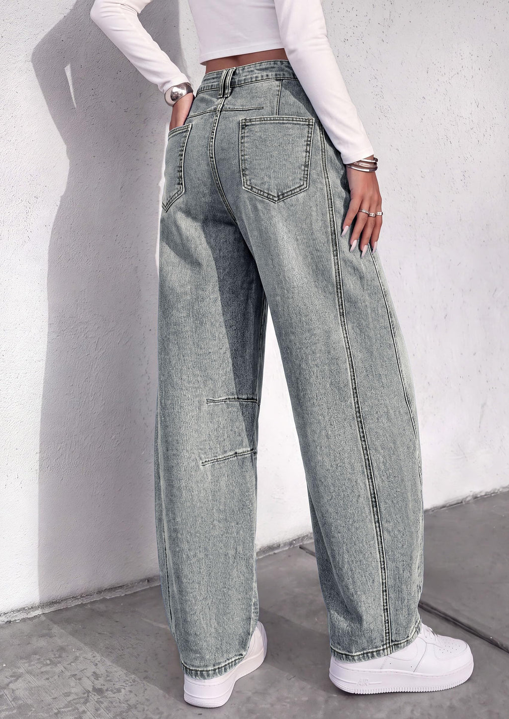 PRETTYGARDEN Women's Barrel Baggy Jeans High Waisted Pants