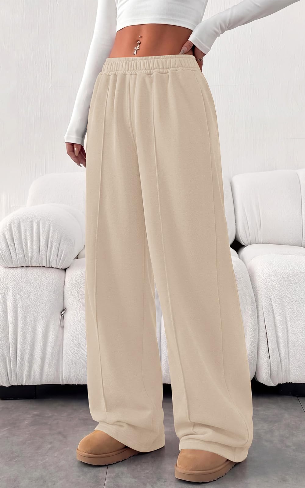 PRETTYGARDEN Fall Womens Sweatpants Baggy Wide Leg Pants with Pockets | Elastic Waist Loose Lounge Pants for Women, Tailored Soft Cotton Sweatpants Women, Fashion Y2k Outfits, Jogger Sweatpant