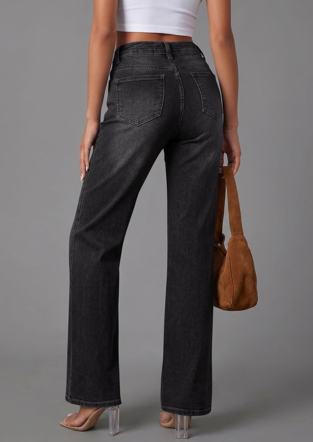 PRETTYGARDEN High Waisted Wide Leg Jeans for Women 2026 Trendy | Classic Straight Baggy Fit, Stretchy Denim Pants with Pockets, Casual Daily Work Going Out, All Season Wear