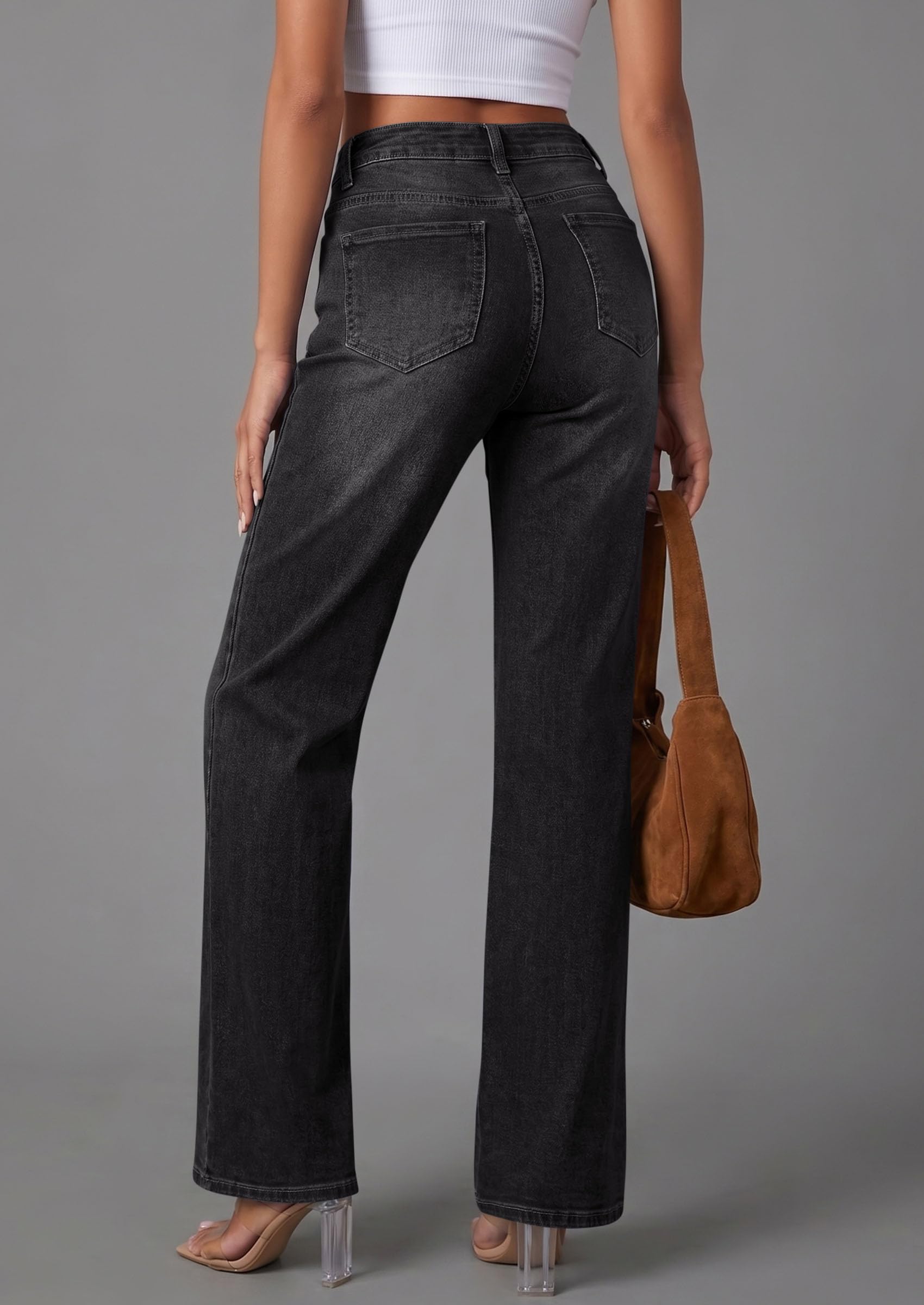 PRETTYGARDEN High Waisted Wide Leg Jeans for Women 2026 Trendy | Classic Straight Baggy Fit, Stretchy Denim Pants with Pockets, Casual Daily Work Going Out, All Season Wear