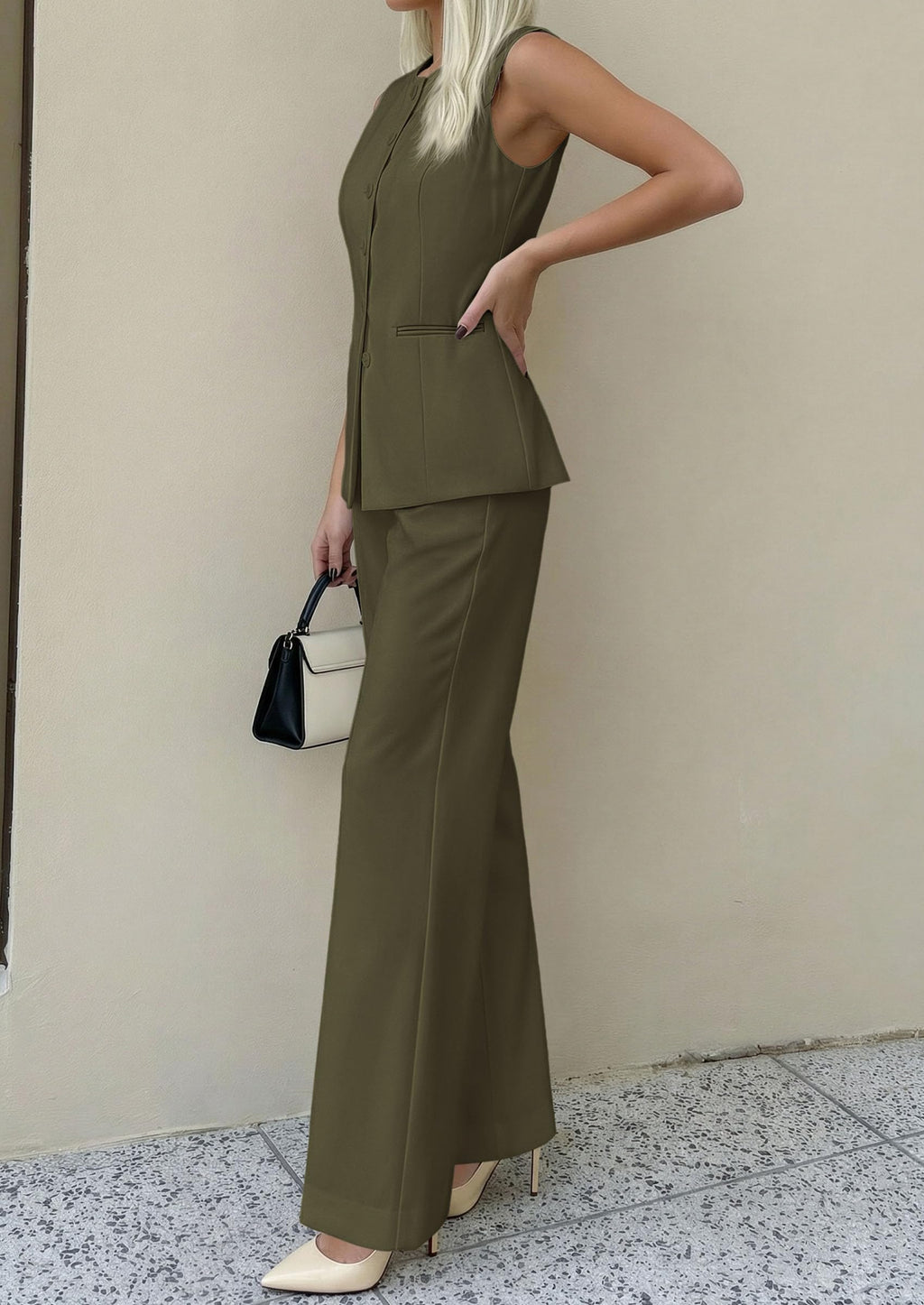 PRETTYGARDEN Women's 2 Piece Sets Summer  Work Clothes Sleeveless Blazer Vest Pants Suits Spring Business Casual Outfits