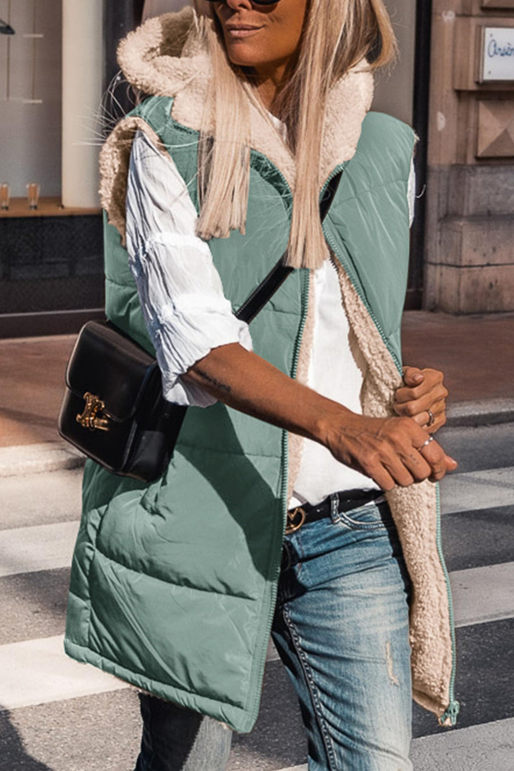 PRETTYGARDEN Womens Fall Reversible Long Vests Sleeveless Fleece Jacket Zip Up Hoodie Pockets Warm Coat Winter Clothing