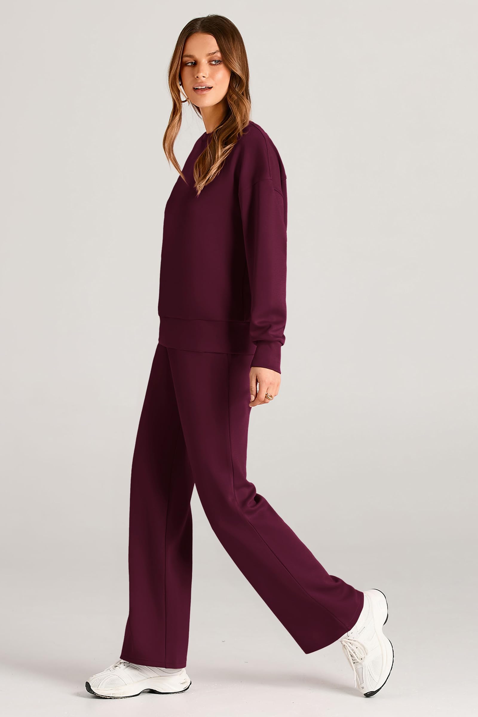 PRETTYGARDEN Womens 2 Piece Outfits Fall Long Sleeve Sweatshirt Wide Leg Pants Lounge Sets Winter Sweatsuits Tracksuit